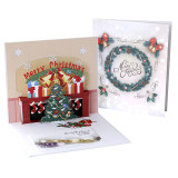3D Christmas Holiday Cards with Santa Claus Greeting Cards 15*15cm