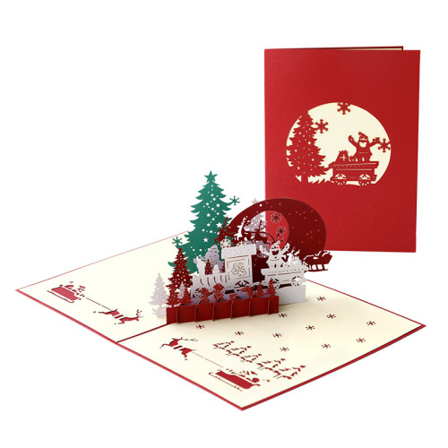 3D Christmas Holiday Cards with Santa Claus Greeting Cards 15*20cm