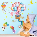 Colorful Rainbow Balloon Rabbit Bedroom Door Room Waterproof Decorative Wallpaper