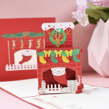 Merry Christmas 3D Pop Up Santa Christmas Fireplace Red Greeting Cards