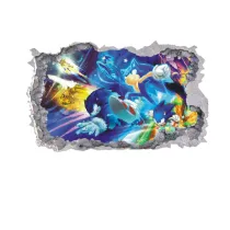Blue SONIC Cartoon Bedroom Stickers Door Room Waterproof Decorative Wallpaper