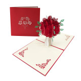 3D Rose Greeting Card Paper Cut Postcard Birthday Wedding Valentines Gift