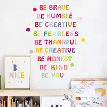 Be Brave Rianbow The English Alphabet Bedroom Door Room Waterproof Decorative Wallpaper
