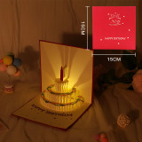 3D Pop Up LED Light Birthday Cake Greeting Gift Cards With Music