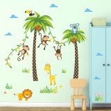 Coconut Tree Monkey Room Waterproof Decorative Wallpaper