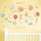 Colorful Rainbow Balloon Rabbit Bedroom Door Room Waterproof Decorative Wallpaper