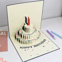 3D Pop Up Candle Cake Happy Birthday Greeting Gift Cards