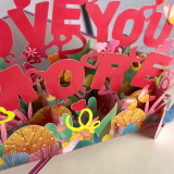 3D Pop Up Multicolor Love You More Slogan Valentine's Day Greeting Gift Cards
