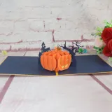 3D Pop Up Halloween Haunted House Smile Pumpkin Greeting Cards Ornaments