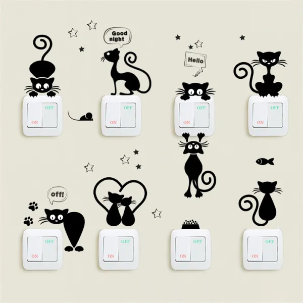 Black Little Mouse Star On-off Circuit Changer Waterproof Decorative Wallpaper
