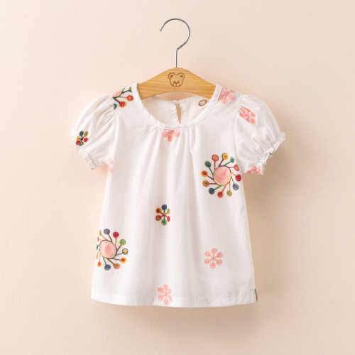 Toddler Girls Sun Flower Pattern T-shirts Short Sleeve Cotton Tops