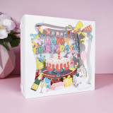 3D Pop Up Happy Birthday Slogan Cake Box Ornaments Greeting Gift Cards