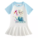 Toddler Girls Prints Snowflake Alsa Princess A-line Pleated Short Sleeve Dresses