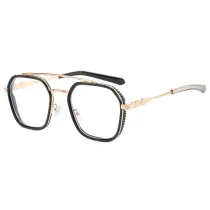 Sunglasses Trapezoid Double Bridge Transparent Lens Unique Design Frame Eyewear