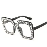 Sunglasses Multicolor Square Imitation Diamond Frame UV Protection Shades