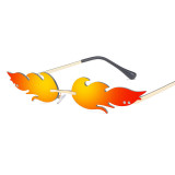 Sunglasses Multicolor Flame Rimless Sunglasses Wave Glasses