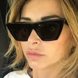 Sunglasses Trendy Cateye Flat Bottom Square UV Protection Vintage With Frame Shades