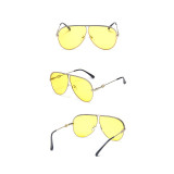 Sunglasses Retro Round Bottom Lens UV400 Mirrored Flat Top Eyewear