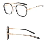 Sunglasses Trapezoid Double Bridge Transparent Lens Unique Design Frame Eyewear