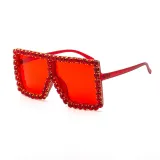 Sunglasses Square And Diamond Decorate Frame UV Protection Shades