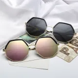 Sunglasses Multicolor Plastic Metal Frame Oversized Octagon Lens Shades