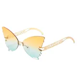 Sunglasses Multicolor Butterfly Rimless Sunglasses Hollow Out Letters Glasses