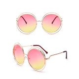 Copy Sunglasses Multicolor Metal Double Circle Wire Frame Oversized Round Sunglasses