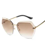 Sunglasses Gradual Polygonal Cutting Lens Frameless UV Protection Retro Shades