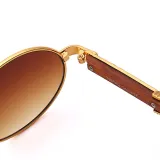 Sunglasses Fashion Round Wood Glasses Legs Tinted Lens Vintage Frame Eyewear