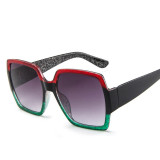 Sunglasses Multicolor Square Cambered Surface Oversized Vintage Flat Top With Frame