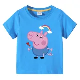 Toddler Boy Kids George Rainbow Short Sleeve T-shirts Cotton Tops