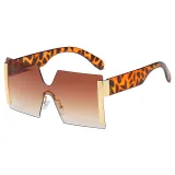 Sunglasses Multicolor Square Integrated Oversized Vintage Flat Top Frameless