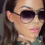 Sunglasses Multicolor Round Bottom Double Bridge Oversized Shades Retro Flat Top With Frame