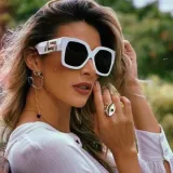 Sunglasses Oversized Frame Hollow Out Wide Glasses Legs Retro Eyewear