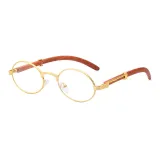 Sunglasses Fashion Round Wood Glasses Legs Tinted Lens Vintage Frame Eyewear