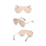 Sunglasses Retro Round Bottom Lens UV400 Mirrored Flat Top Eyewear