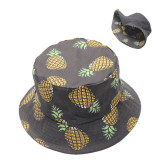 Double-Sided Reversible Sunhat Fruit Pineapple & Banana Bucket Cap