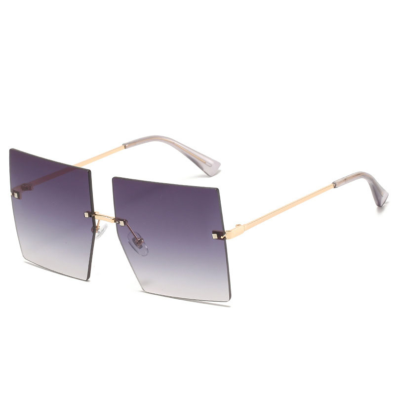 Gradual Sunglasses Gradual Square Cutting Lens Frameless UV Protection Retro Shades