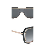 Sunglasses One Piece Plastic Metal Frame Flat Top Eyewear
