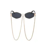 Sunglasses Polygon Metal Chain Irregular Lens Frame Eyewear
