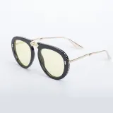 Sunglasses Multicolor Round Diamante Frame Easy Carry Folding Eyewear