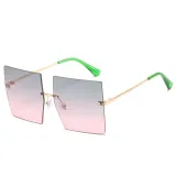 Gradual Sunglasses Gradual Square Cutting Lens Frameless UV Protection Retro Shades