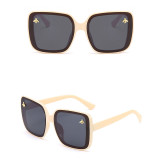Sunglasses Multicolor Bee Charm Thick Rectangle Oversized Shades Retro Flat Top With Frame