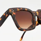Sunglasses Trendy Cateye Square Oversized UV400 Protection Vintage Retro Flat Top With Frame