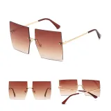 Gradual Sunglasses Gradual Square Cutting Lens Frameless UV Protection Retro Shades