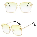 Sunglasses Multicolor Bee Charm Rectangle Oversized Shades Retro Flat Top With Frame