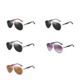 Sunglasses Multicolor Round Bottom Double Bridge Polarization Flat Top With Frame Shades