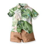 Kids Boys Print Sandy Beach T-shirts and Short Two-Piece Outfit