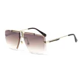 Sunglasses Irregular Polygon Oversize Rimless Classic Aviator UV Protection Goggle