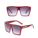 Sunglasses Trendy Cateye Trapezoidal Oversized UV Protection Retro Flat Top With Frame